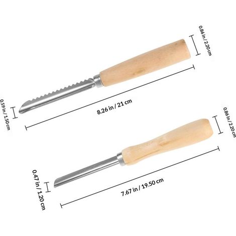 Lot 2 outils en inox pour dénoyauter les fruits: dénoyauteur de poires et dénoyauteur de cerises avec manche en bois (1/5)