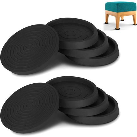 8 pezzi di piedini antiscivolo per mobili, sottobicchieri rotondi per mobili con diametro di 6,35 cm, tappi in gomma nera per le ruote, protezioni antiscivolo per le gambe del letto (1/5)