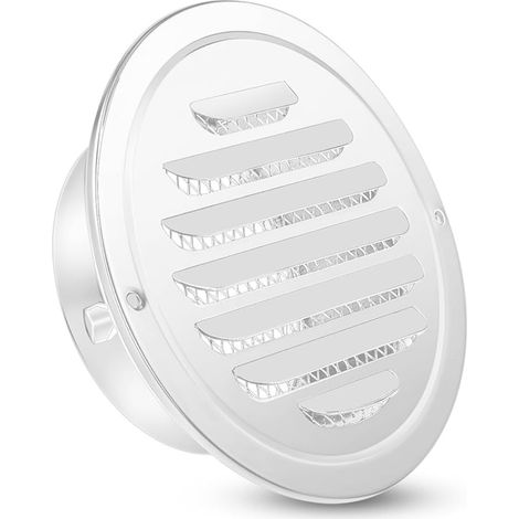Grille de ventilation circulaire en acier inoxydable avec maille, 80 mm, laquée blanc.
