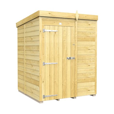 5 x 5 Feet Pent Shed - Single Door Without Windows - Wood - L147 x W158 x H201 cm