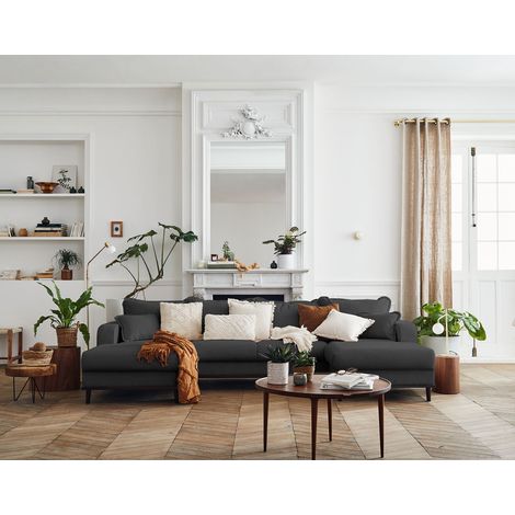 Albane - 7-sitzer wohnlandschaft in u-form - aus cord - dunkelgrau (1/5)