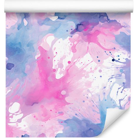 Papier peint rose, violet, encre, rose poudré, lavande, 50 x 1000 cm (1/5)