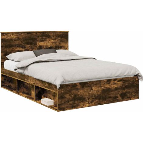 Maison Exclusive - Cadre de lit Chêne fumé 160 x 200 cm Bois de pin massif
