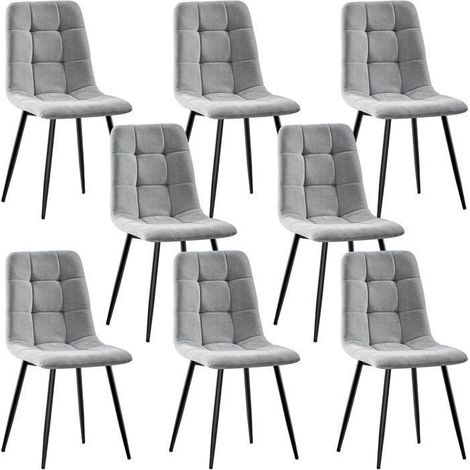 WAFTING Lot de 8 chaises de Salle à Manger rembourrées avec Dossier Haut et Design en Lin,Gris