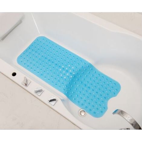 (Blaue) Badematte, rutschfeste Badematte, extra lange, maschinenwaschbare Badematte, schimmelresistente Duschmatte mit 200 Saugnäpfen (1/5)