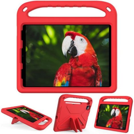 Coque iPad Air 5 - - Modèle A2589, A2591 - Housse Enfants Léger EVA - Poignée Support - Rouge (1/4)
