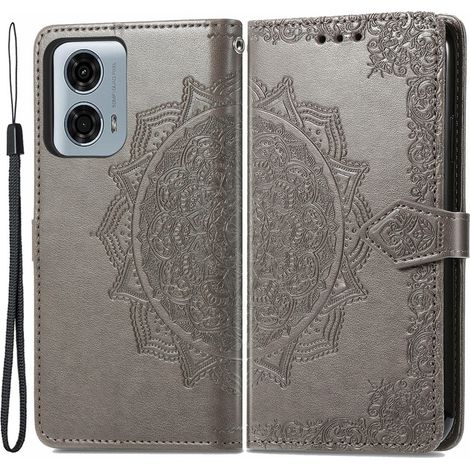 Custodia a libro per Motorola Moto G24 / G24 Power / G04, Mandala, Grigio (1/5)