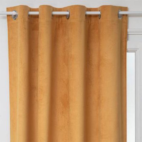 Rideau Occultant en Velours "Otto" 140x260cm Ocre (1/3)
