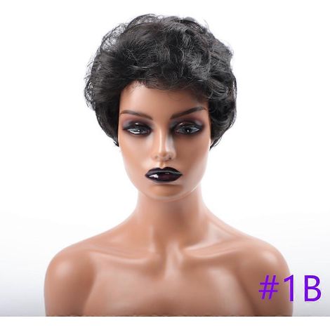 Perruques courtes synthétiques pour femmes noires, cheveux afro, noirs, bruns, blonds, roux, blancs, ondulés naturels.