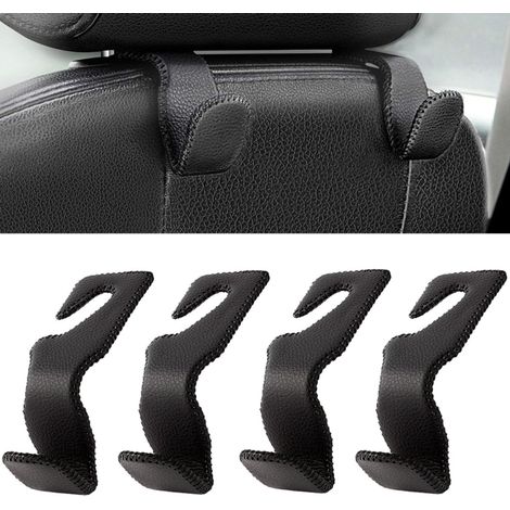 Set di 4 ganci per poggiatesta - accessori per auto - Ganci - Pelle/acciaio inossidabile - Nero (1/5)