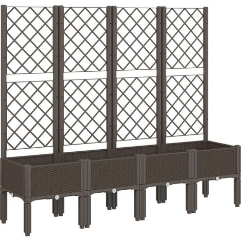 Maison Exclusive - Jardinera con enrejado PP marrón 160x40x142 cm