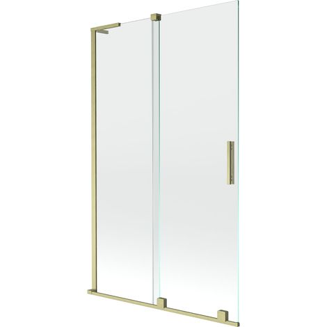 Mexen Velar L mampara de baño de 2 paneles deslizantes 110 x 150 cm, transparente, dorado cepillado - 896-110-003-01-55 (1/5)
