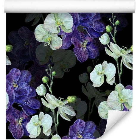 Papel pintado con flores de orquídeas para salón y dormitorio, 50x1000 cm. (1/5)