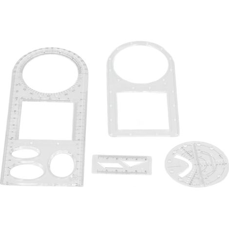 Règle géométrique multifonctionnelle, échelle transparente rotative, en plastique, fournitures scolaires et de bureau multifonctions (1/5)