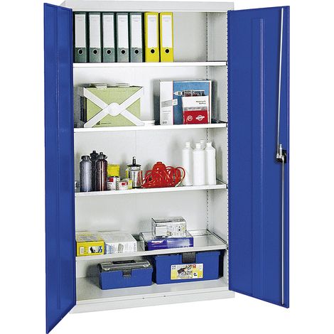 Stumpf Armoire à outils et matériaux Série 3000 gris clair / bleu gentiane + 4 étagères entièrement extensibles - 3008074