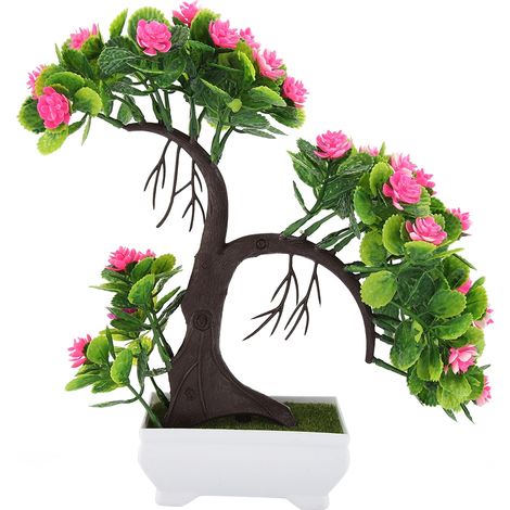 Arbre Bonsaï Artificiel - Fleur En Soie Rose - Décoration Intérieure Mariage Fête - 1 Pièce (1/5)
