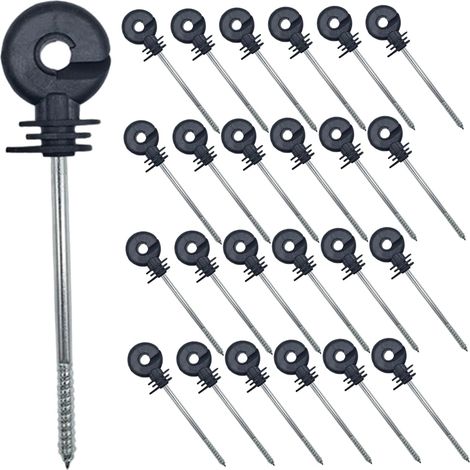 (25 pièces)Poteaux de clôture électrique, isolateurs de clôture électrique pour poteau en bois, poteaux autotaraudeurs 25 pièces pour fil/polytape (1/5)