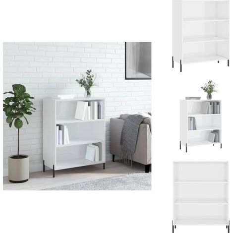 Armoire à étagères blanc brillant 69,5x32,5x90 cm - Meuble À Étagères - Buffet - Bibliothèque - Rangement Ouvert - Design Moderne (1/5)