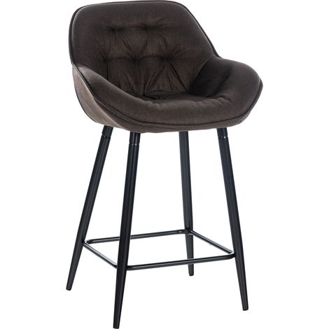 Taburete de bar moderno x1 en terciopelo marrón con asiento acolchado y envolvente y patas de metal negro 100005620 (1/5)