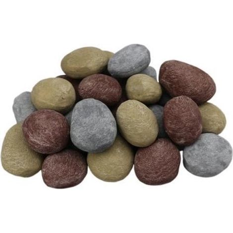 Ensemble de 24 pièces - céramique - Pierres - assorties - Cheminée décorative - Cheminée à gaz (1/2)