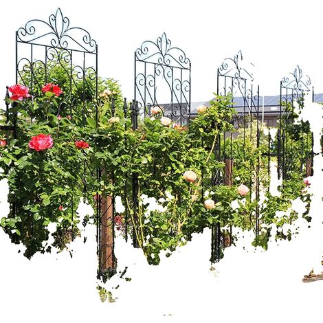 Treillis de jardin, construction en métal, design à volutes classique, Noir (1/5)