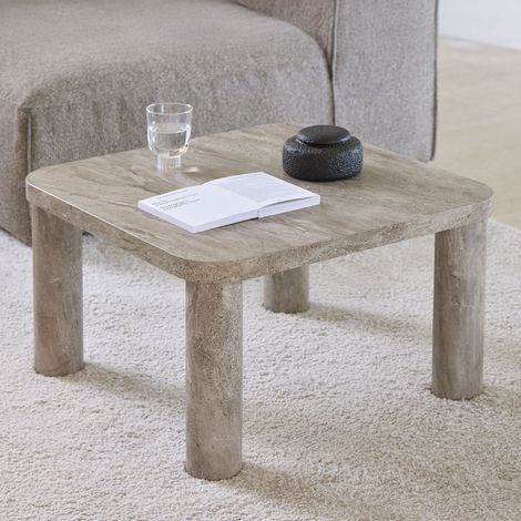 Table basse 60x60x36cm effet marbre gris - SOLANO