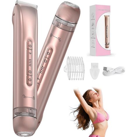 Outil d'épilation pour femmes - Rasoir bikini double tête 2 en 1 Silky Smooth - Outil d'épilation Silky Smooth - Rasoir bikini de voyage étanche IPX7 - Créez... (1/5)