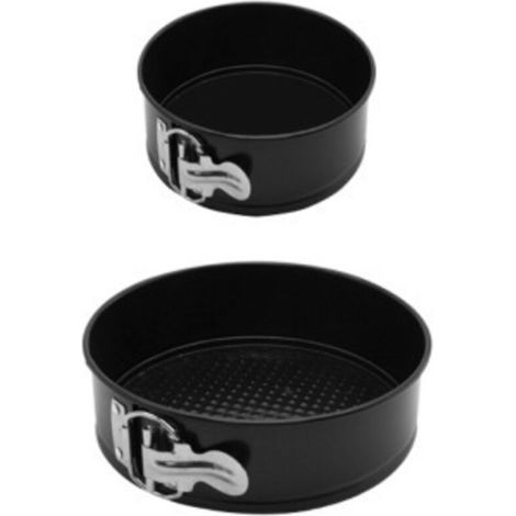 moldes para pasteles (4"/7"), molde redondo de 2 niveles, molde redondo de acero al carbono negro, molde desmontable para hacer pasteles/pizzas/pan (11 cm + 18,5 cm) (1/3)