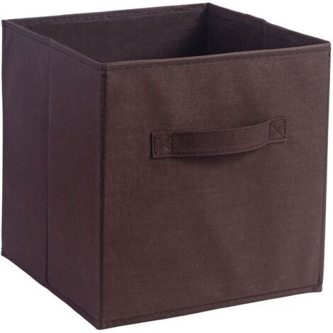 QORVA-Boîte de rangement pliable en tissu marron de 33 cm de large x 33 cm de long x 33 cm de haut, sans couvercle, type tiroir, 1 pièce (1/5)