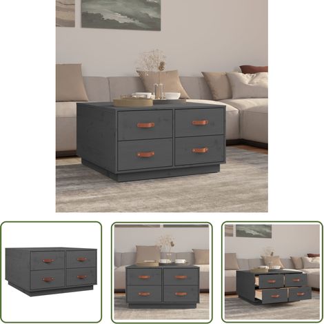 Table basse, Table de Salon, Table d'appoint, Design Moderne Gris 80x80x45 cm Bois massif de pin XZZ42032189 (1/5)