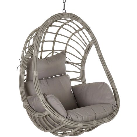Hamac fauteuil suspendu gris élégant pour jardin - Gris nuancé effet tressé (1/5)