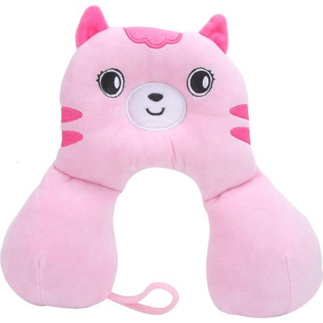 Oreiller de soutien pour la tête et la nuque en forme de U pour bébé, motif animal de dessin animé (rose) (1/5)