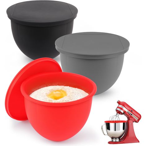 Lot de 3 doublures de bol en silicone pour mixeurs avec couvercles pour 5 litres, insert de bol mélangeur (1/5)