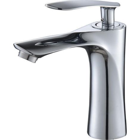 Brass Bathroom Faucet, Hot and Cold Water Sink Mixer Tap, Elegant Bathroom Accessories, Single Handle Chrome Basin Faucet (1/3)