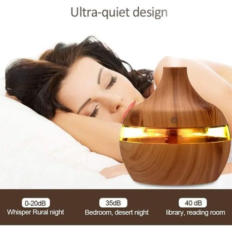 Diffusore di aromi elettrico USB da 300 ml, umidificatore in legno, diffusore di oli essenziali per auto e casa, mini umidificatore (colore: giallo) Giallo - (1/4)