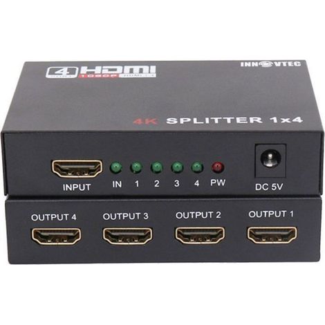 Répartiteur HDMI - 1 Entrée 4 Sorties - Résolution 4K 30Hz - Compatible PC et TV - Alimentation 5V DC (1/4)
