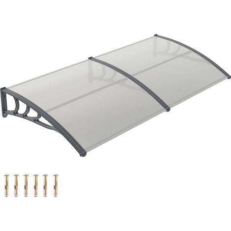 Auvent Porte d'Entrée 196x89 cm, Protection Contre Pluie/Neige/Vent (Gris Clair) (1/5)