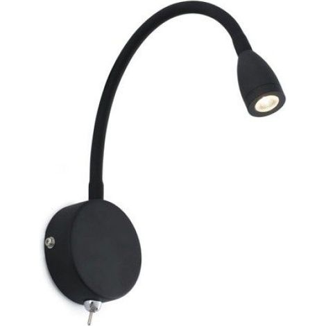 Applique/Liseuse murale LED - - Loke - Noir - Bras flexible orientable - Interrupteur intégré