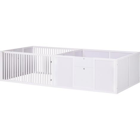 7 Panels Playpen  3 Doors for Baby Dogs, Two-Room Design Puppy Whelping Box - White (1/5)