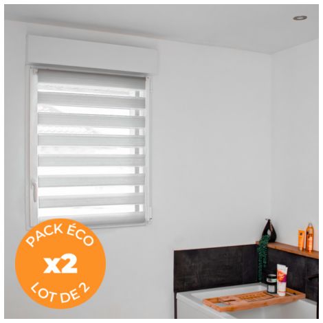 Pack éco de 2 stores Jour Nuit Gris H 150 cm sans perçage (1/5)