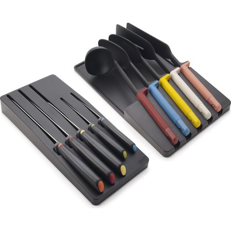 Ensemble de Couteaux de Cuisine et Ustensiles, avec Bloc Rangement dans le tiroir, 10 pièces, Noir/Multicolore (1/5)