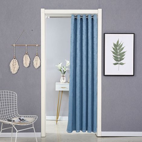 Rideau de Porte Interieur, Rideau occultant pour Maison intérieure pour fenêtre et Porte Isolant Thermique, Rideau Maison et déco avec Tige télescopique,Bleu Roi,120x180cm (1/3)