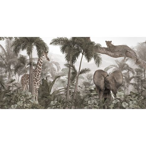 Papier peint panoramique - Animaux de la Jungle - 130 cm x 64 cm (1/2)