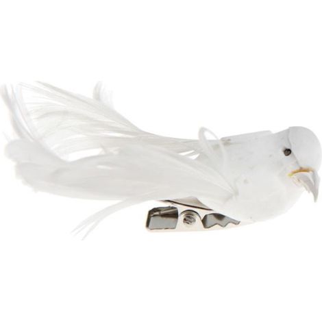 Objets décoratifs - Petits Oiseaux - Blanc - 6.5 x 1.8 cm - 4 Pièces - Plume