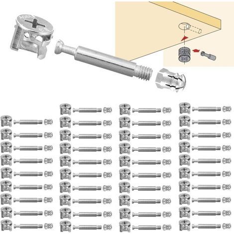 [JAMAIS UTILISÉ] 40 Set Raccord de Came Connexion de Panneaux D'armoires de Meubles M6X40mm Connecteur D'armoire à Raccords Excentriques pour Meuble Table Armoires (1/4)