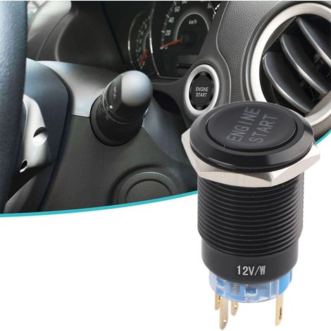 Botón pulsador de arranque del motor del coche, resistente al agua, de 12 V, con LED de 19 mm (1/5)