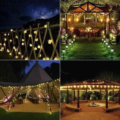 65 m lange Solar-Lichterkette für den Außenbereich – 30 LEDs – 23 cm Kugeln – 8 Modi – IP65 wasserdicht (1/5)
