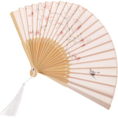 Éventail chinois Healeved au design antique, pliable en bambou et tissu, portable multifonctionnel (1/5)