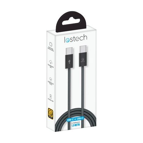 CAVO SMARTPHONE LS-NB0 LOSTECH - TYPE-C/TYPE-C COLORE NERO CM 150- 3 pezzi
