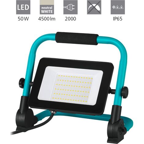 LAMPE DE TRAVAIL LED / SPELLIGHT Aluminium, noir, turquoise 52W L: 25cm B: 18,5 cm H: 31cm 4000K IP65 avec câble + fiche (1/4)